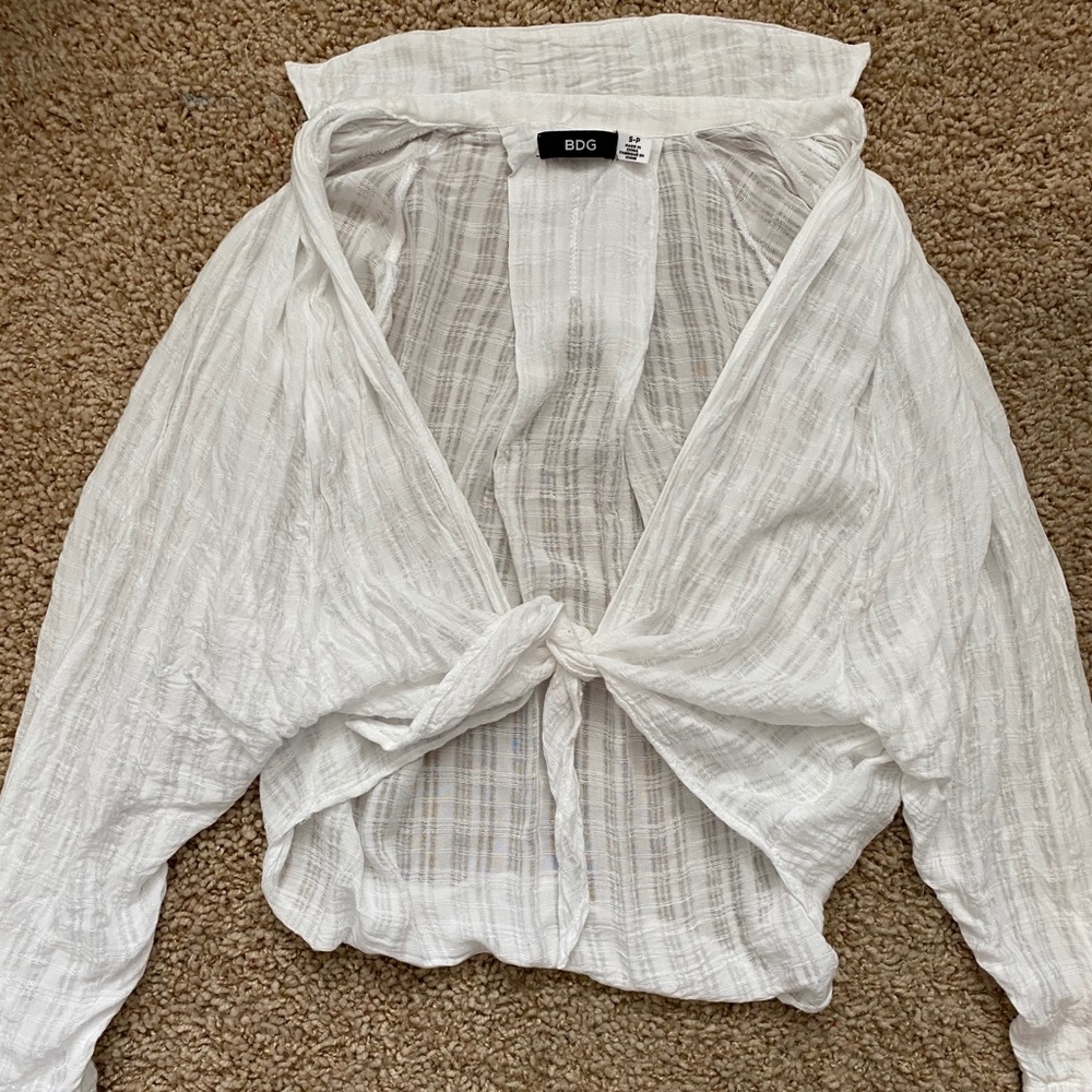 Urban Outfitters White Tie Front Top